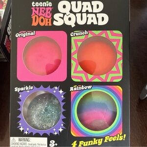 Brand New! TEENIE Nee Doh Quad Squad - Original, Crunch, Sparkle, And Rainbow!
